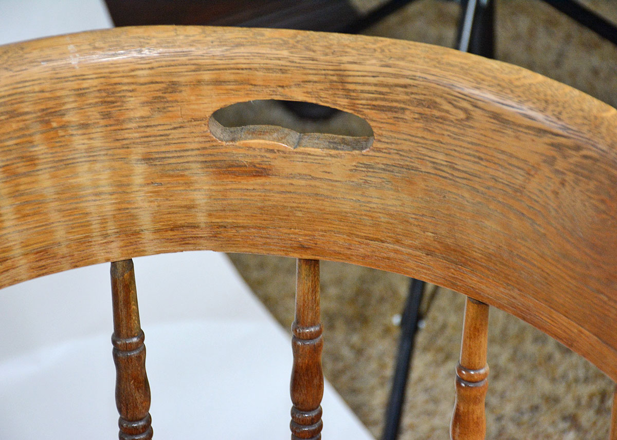 Pair of Vintage Oak Barrel Back Windsor Chairs