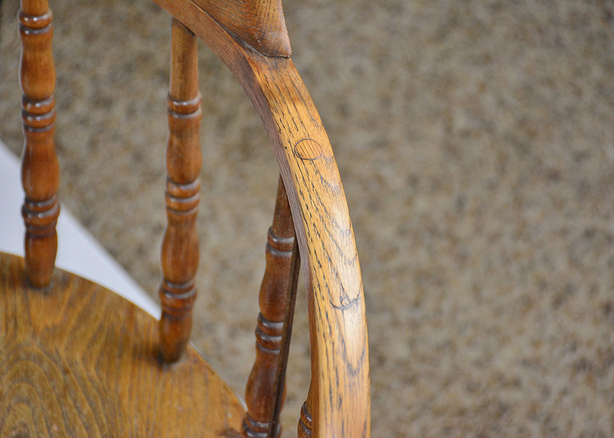 Pair of Vintage Oak Barrel Back Windsor Chairs