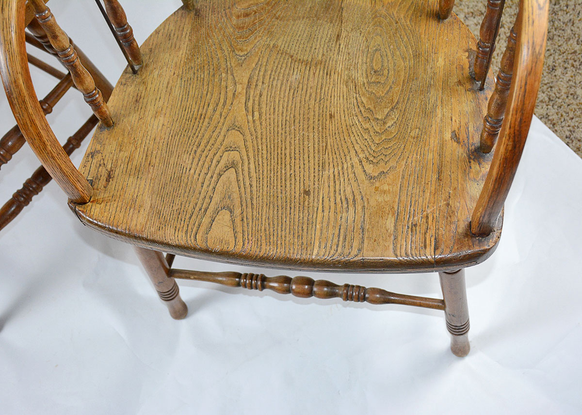 Pair of Vintage Oak Barrel Back Windsor Chairs