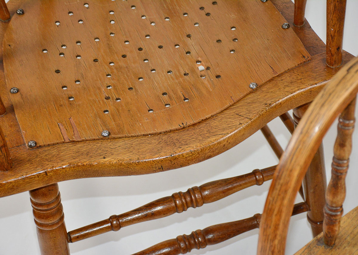 Pair of Vintage Oak Barrel Back Windsor Chairs