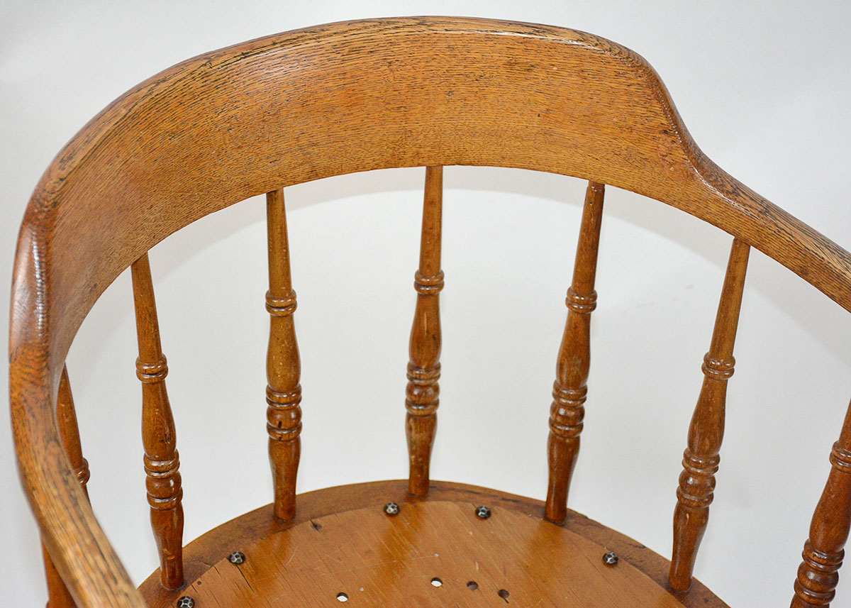 Pair of Vintage Oak Barrel Back Windsor Chairs