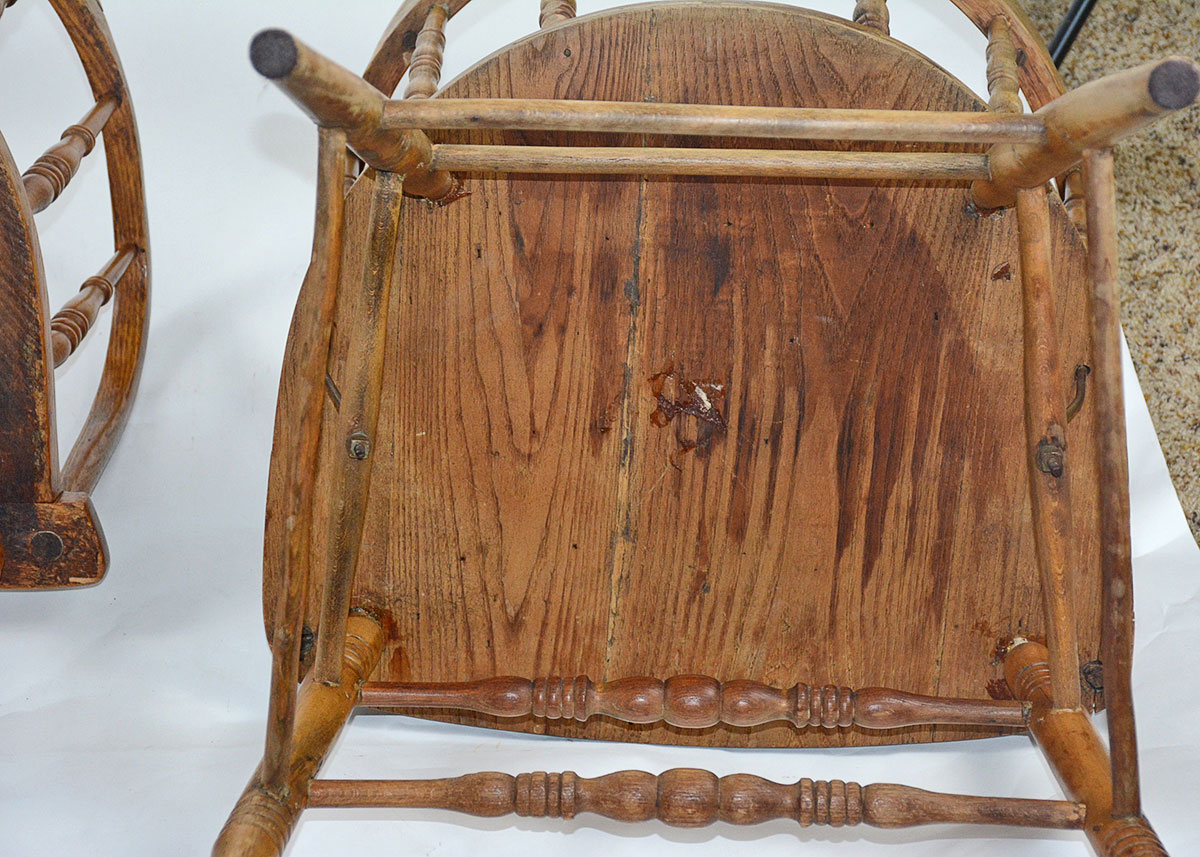 Pair of Vintage Oak Barrel Back Windsor Chairs