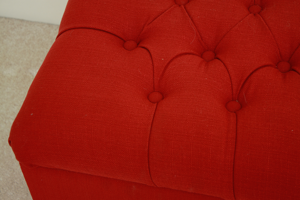 Red Tufted Storage Bench