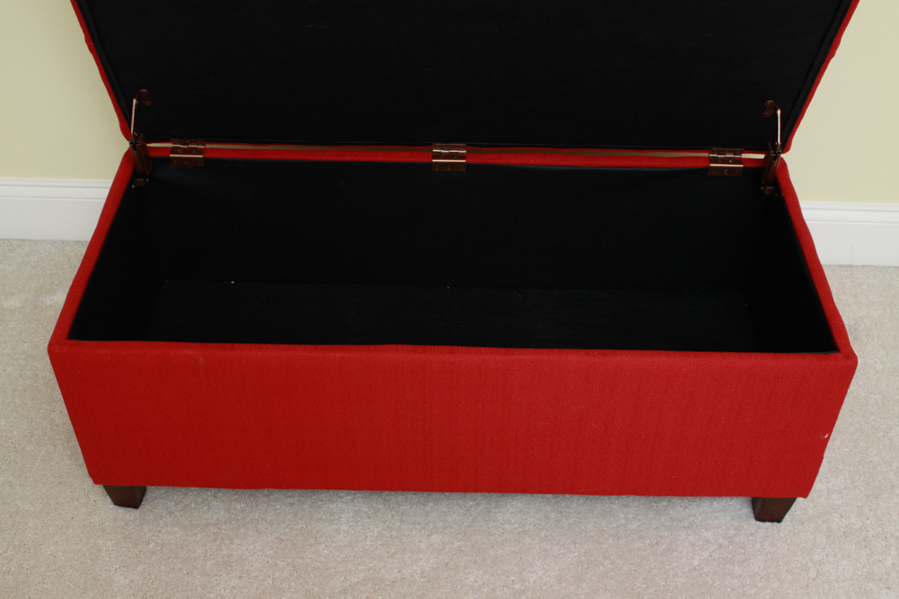 Red Tufted Storage Bench