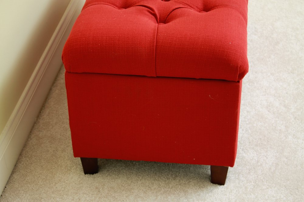 Red Tufted Storage Bench