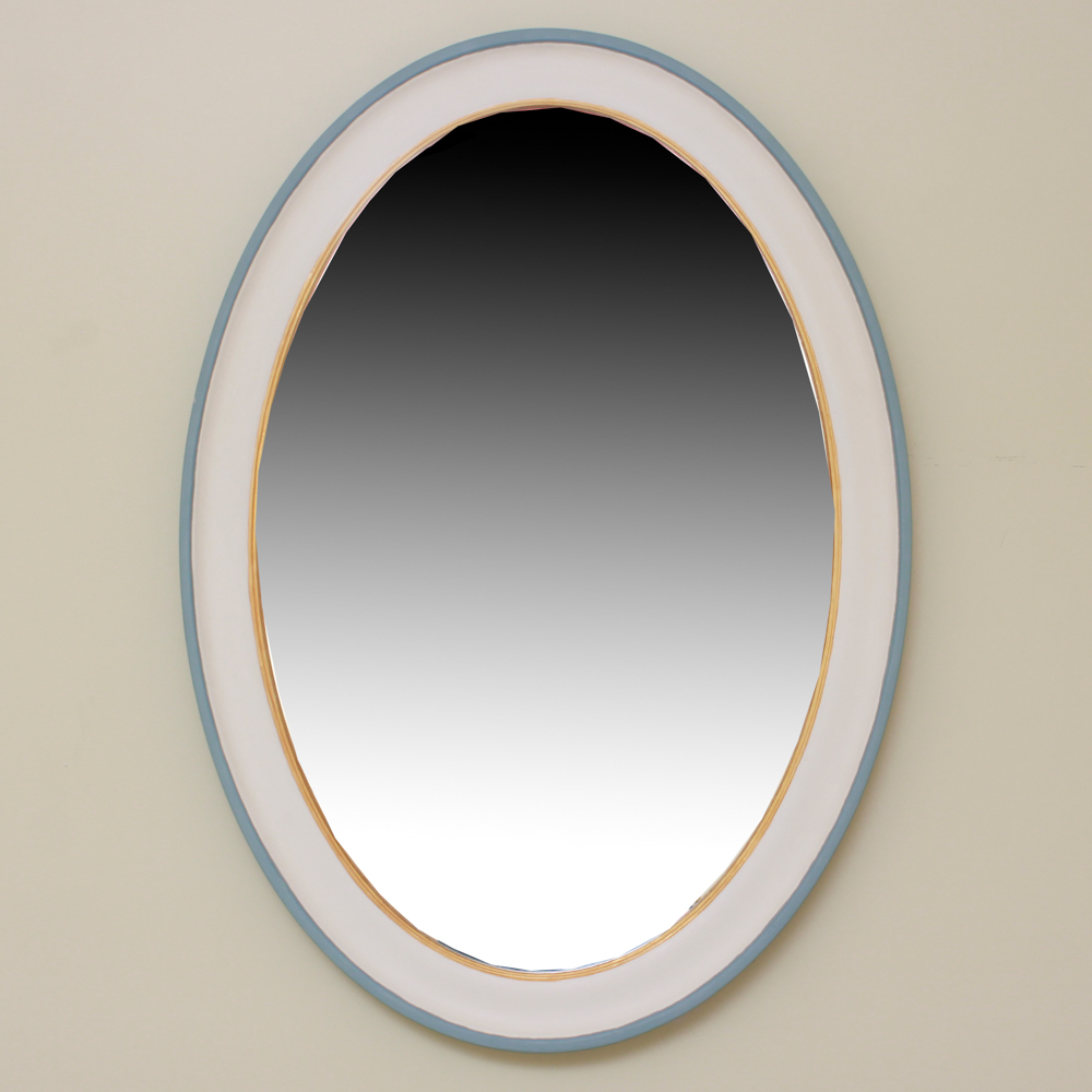Oval Mirror with Wood Chalk Finish Frame