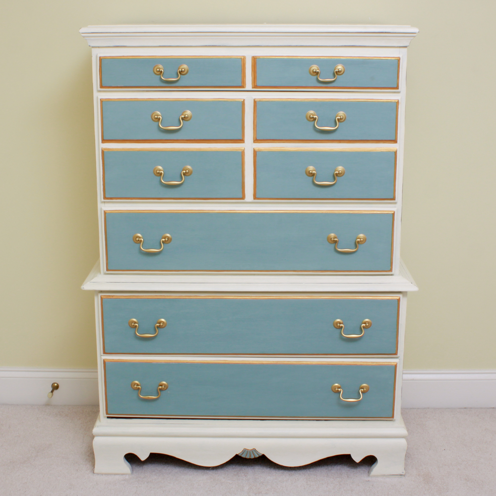 Crawford Furniture Chalk Finish Chest on Chest Dresser