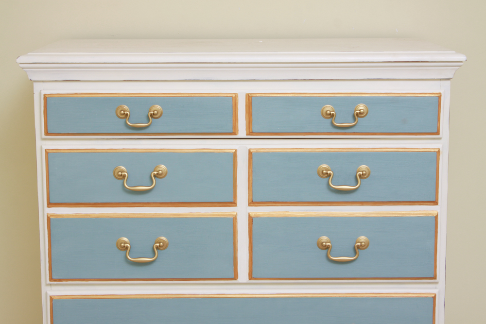 Crawford Furniture Chalk Finish Chest on Chest Dresser