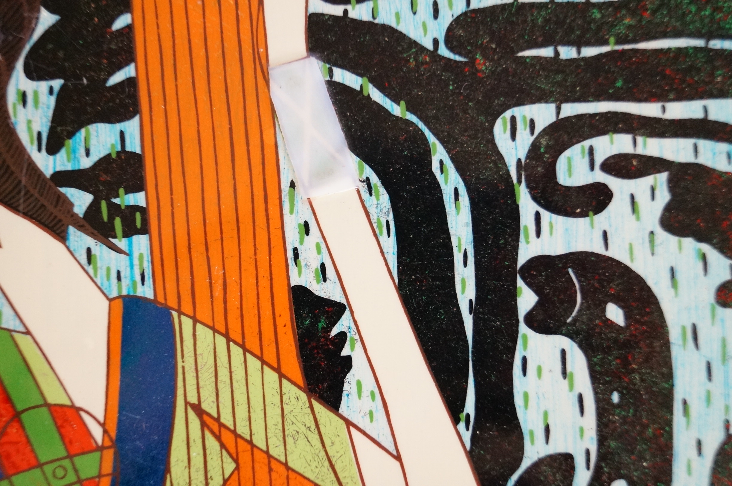 Vietnamese Lacquer Painting of Woman with Dan Ty Ba