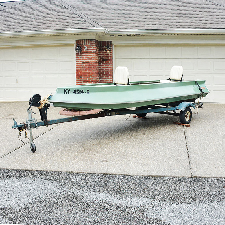 Vintage 1970 Super Skeeter Fiberglass Fishing Boat and Trailer