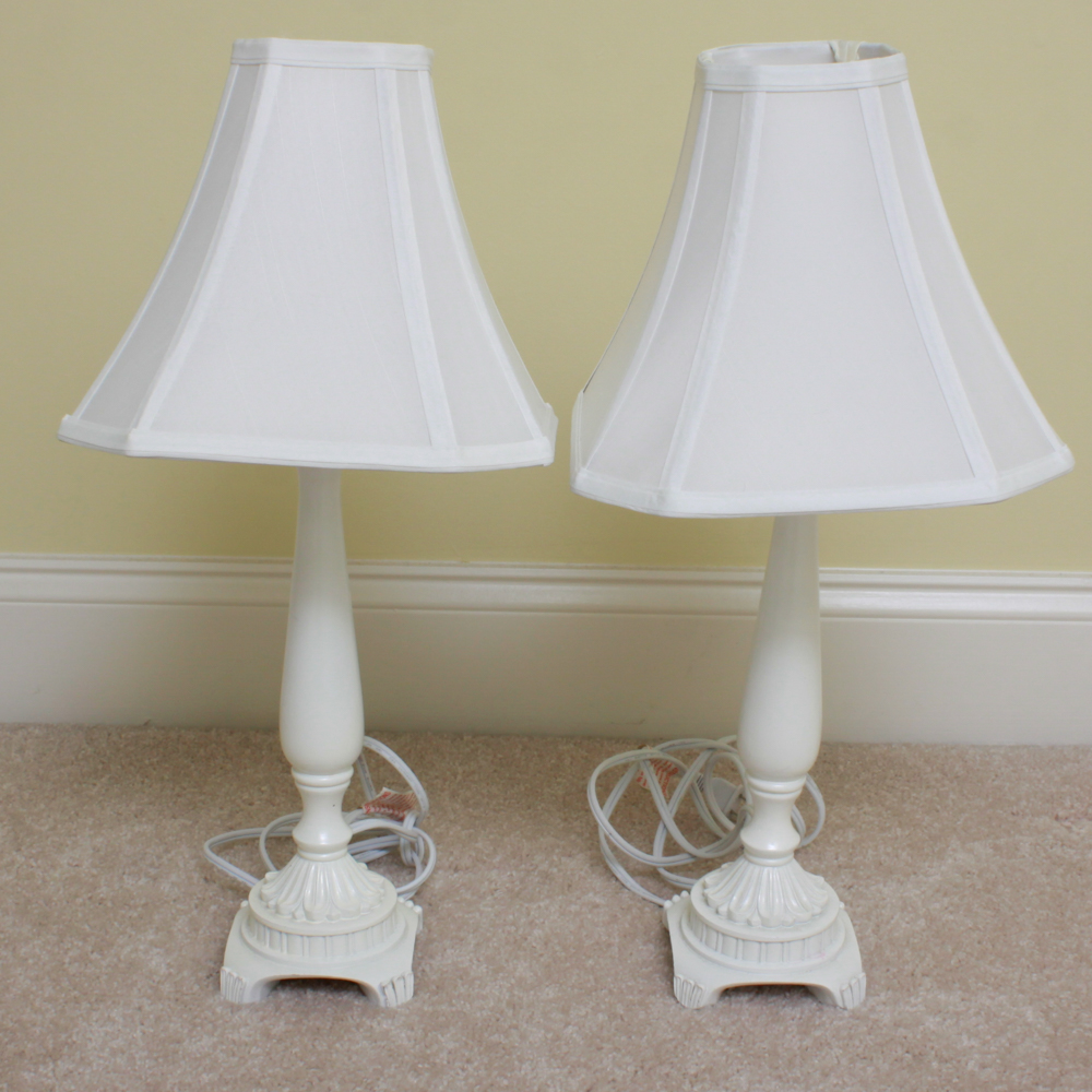 Set of White Metal Table Lamps