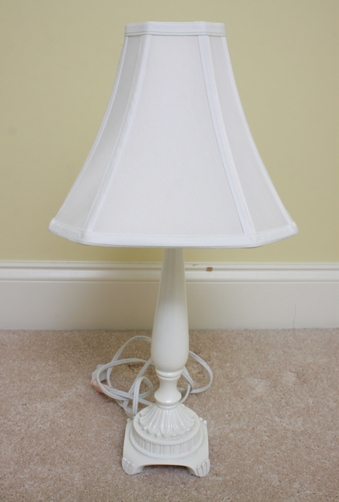 Set of White Metal Table Lamps