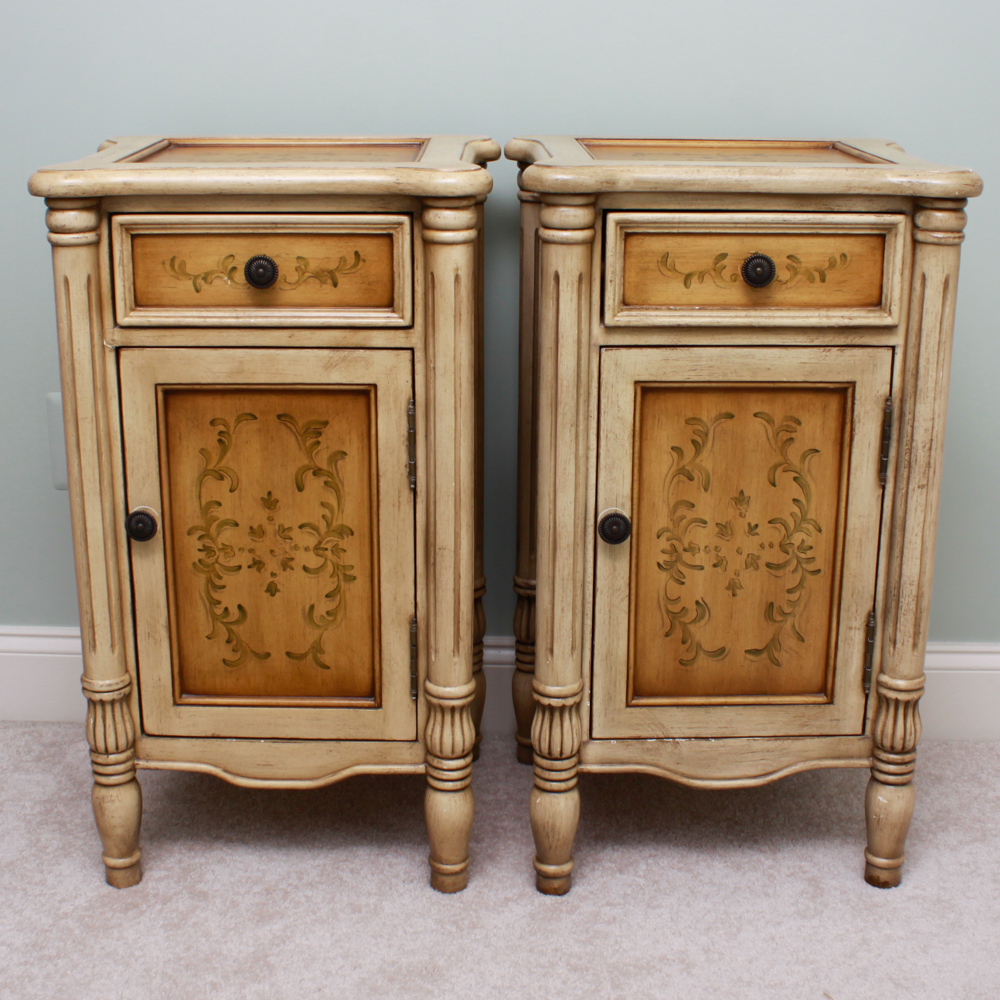 Pair of Venetian Motif Painted Nightstands