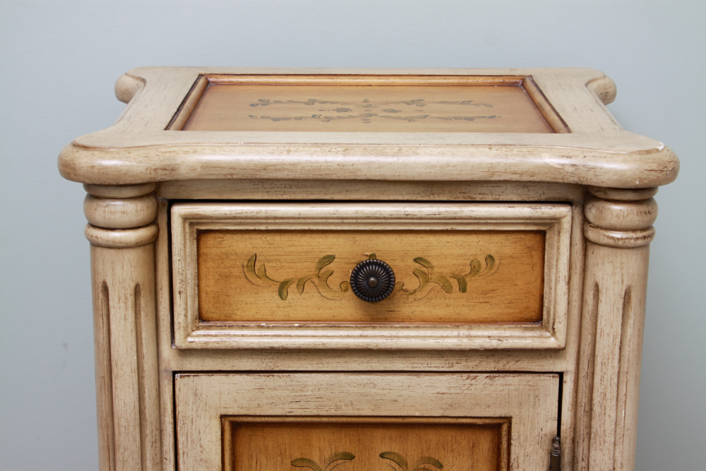 Pair of Venetian Motif Painted Nightstands