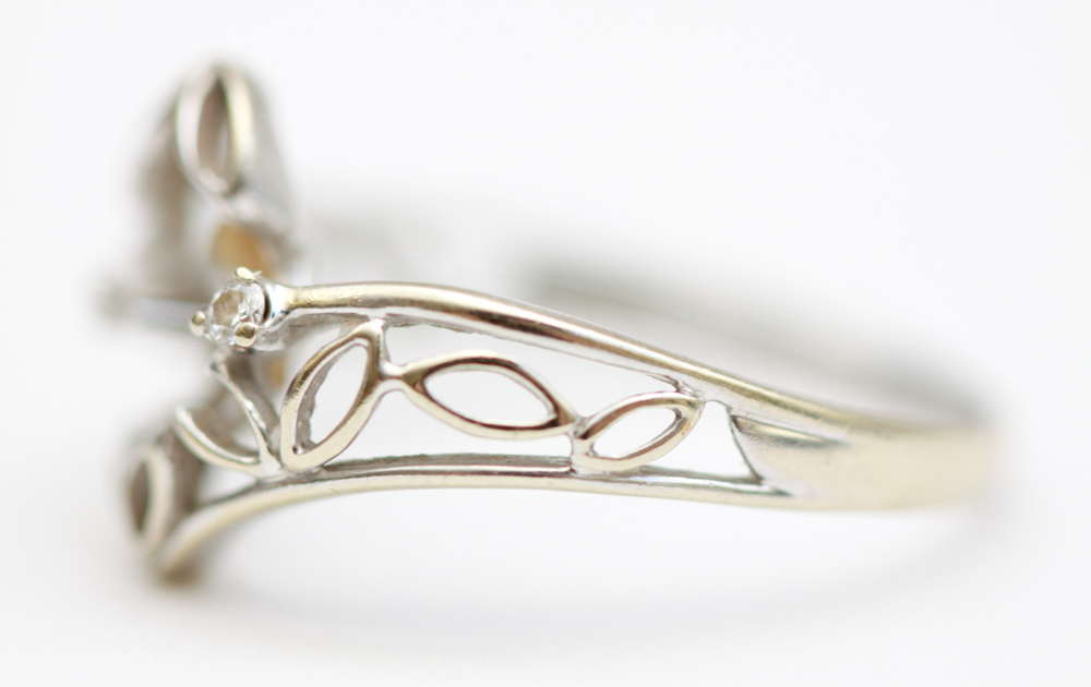 14K White Gold Ring Setting with Diamonds