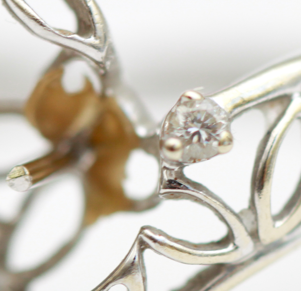 14K White Gold Ring Setting with Diamonds