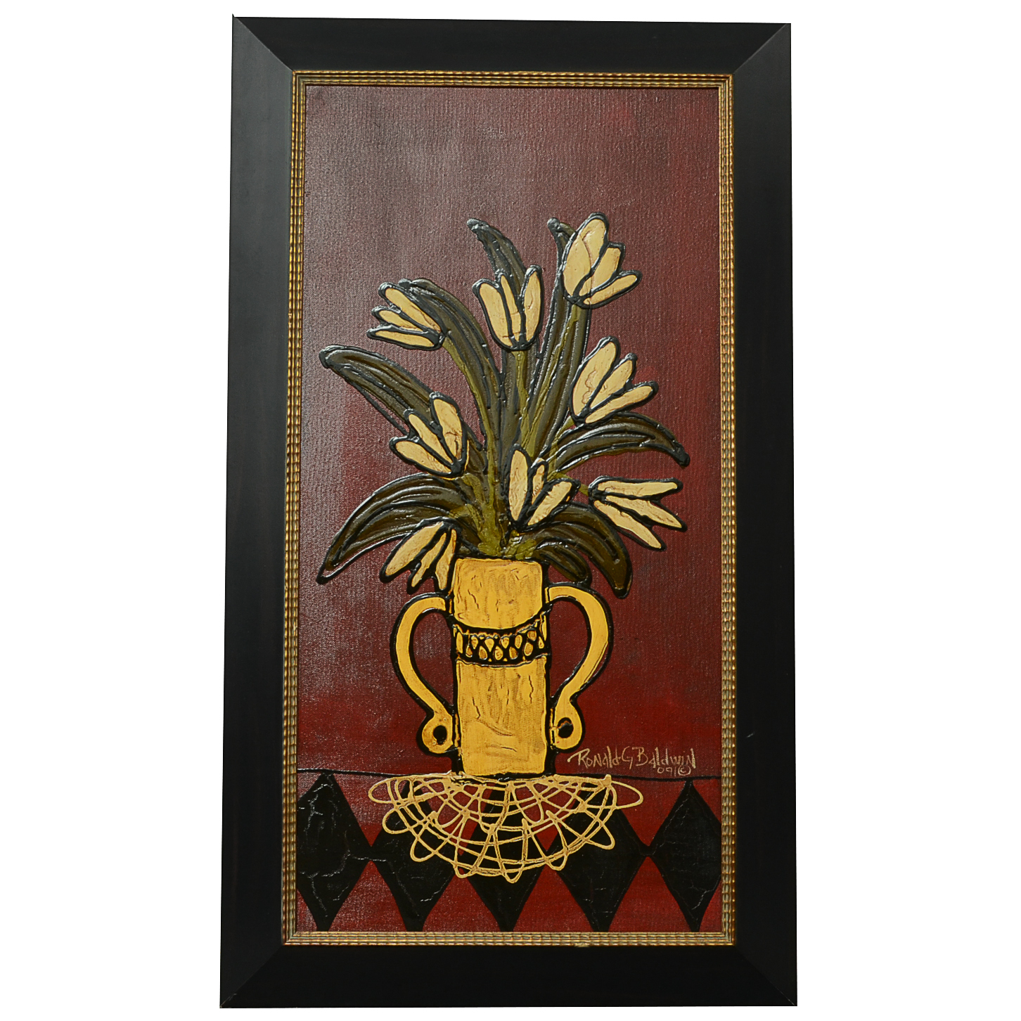 Framed Acrylic Textured Painting on Board by Ronald G Baldwin