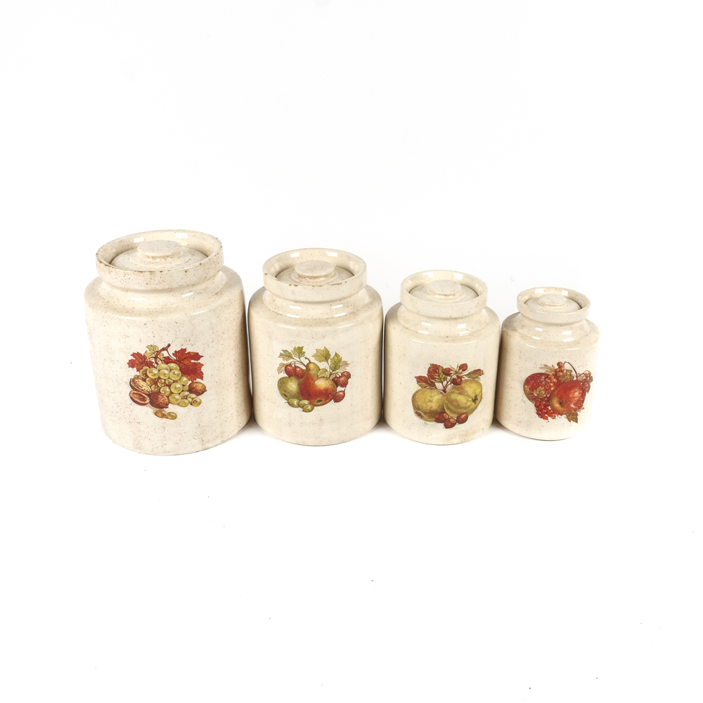 Set of Four Ceramic Kitchen Canisters