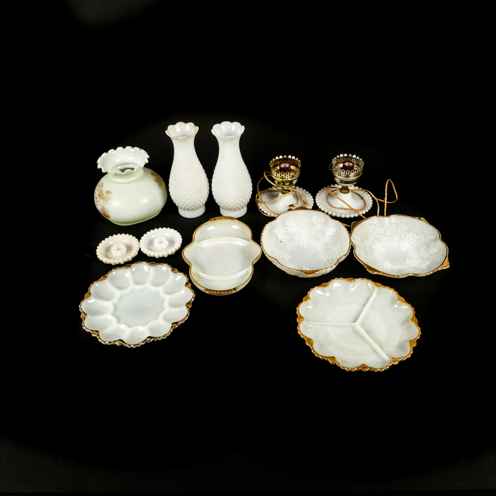 Collection of Milk Glass