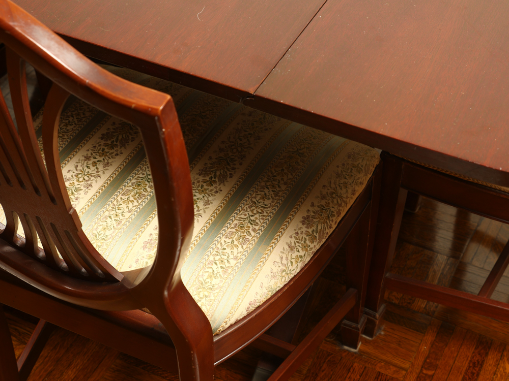 Traditional Trestle Style Dining Table with Six Chairs