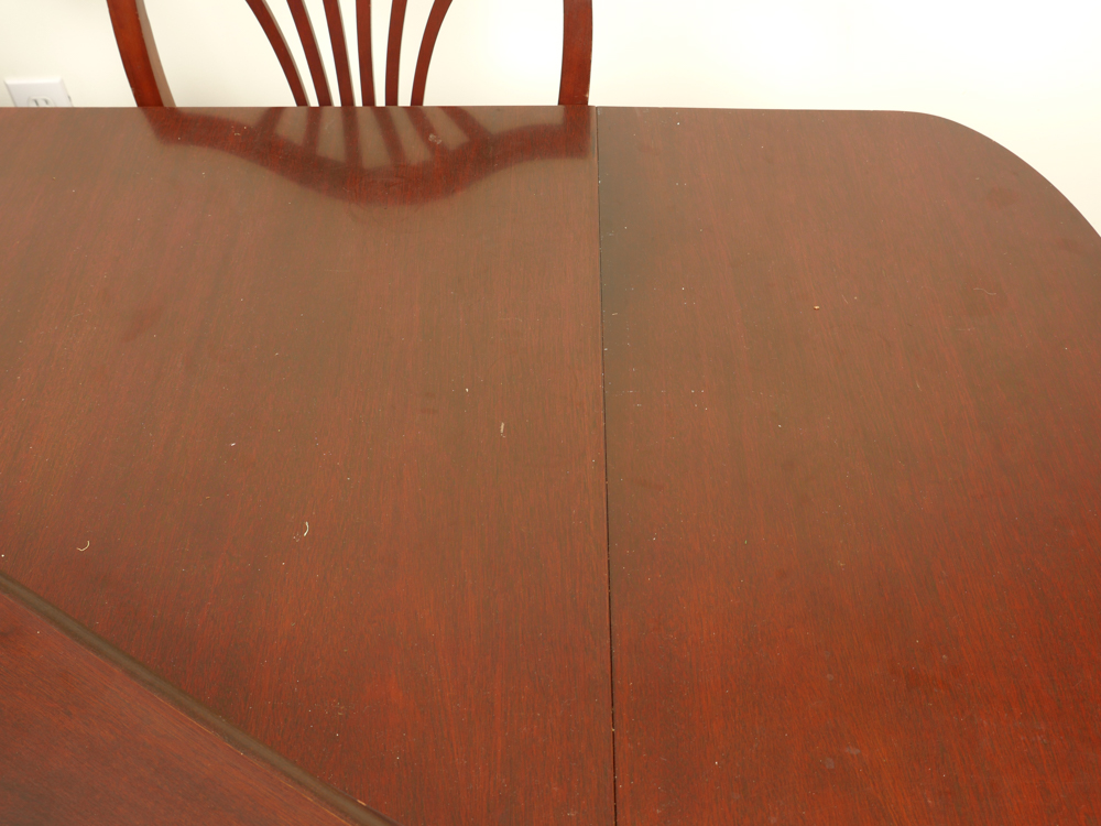 Traditional Trestle Style Dining Table with Six Chairs