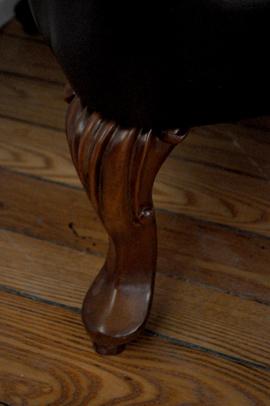 Leather Wingback Chair and Ottoman