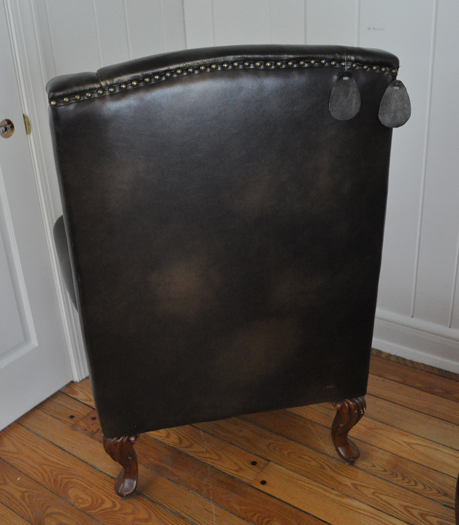 Leather Wingback Chair and Ottoman