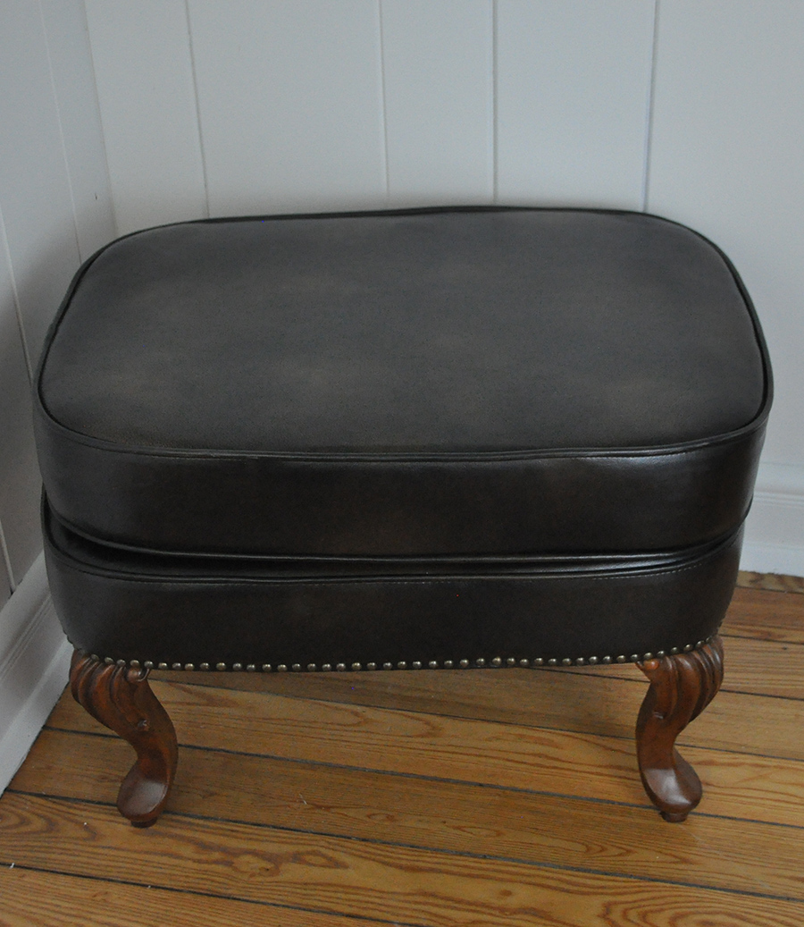 Leather Wingback Chair and Ottoman