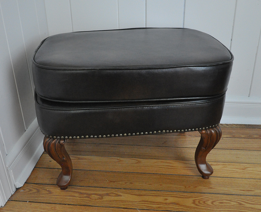 Leather Wingback Chair and Ottoman