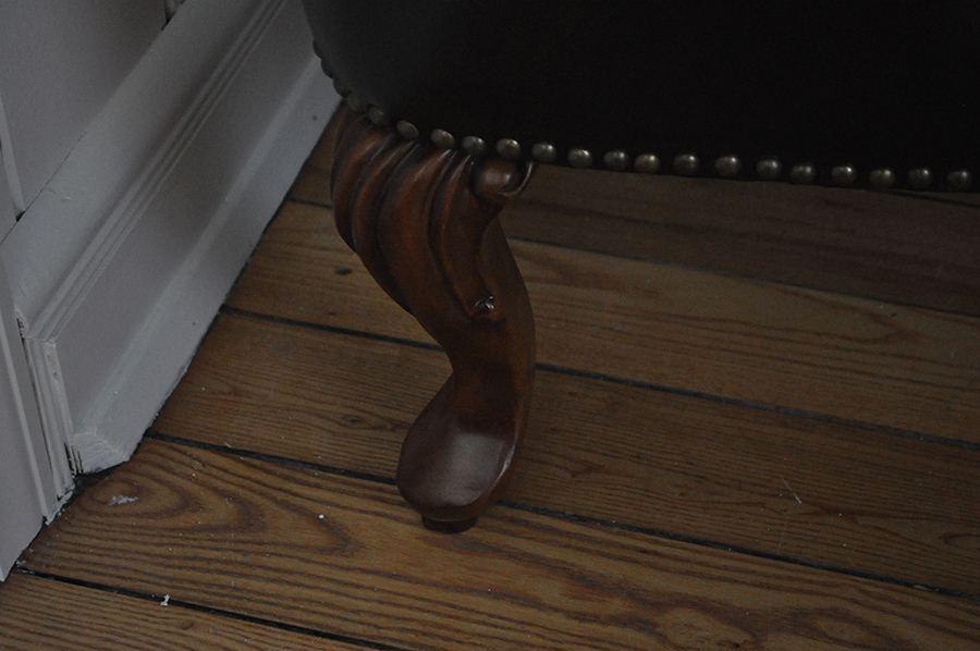 Leather Wingback Chair and Ottoman