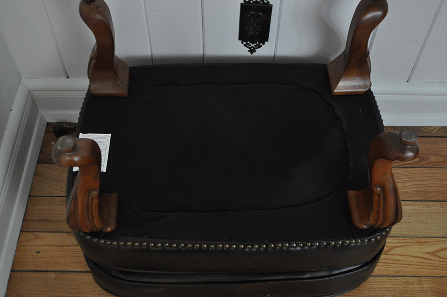 Leather Wingback Chair and Ottoman