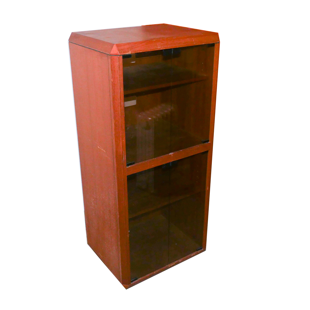 Wooden Console Cabinet with Glass Doors