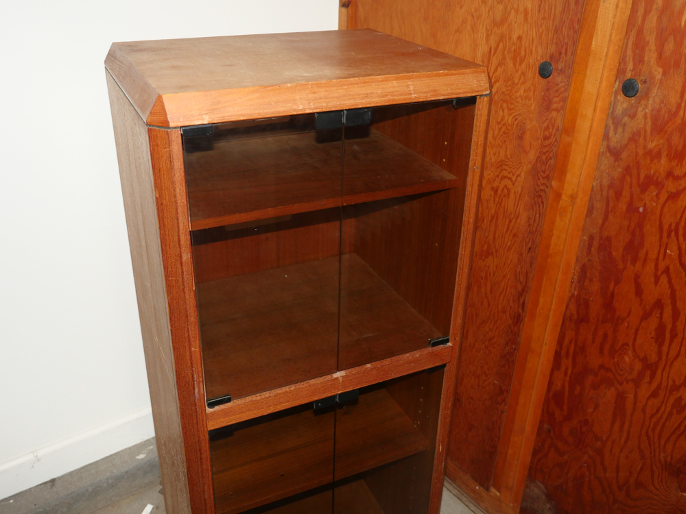 Wooden Console Cabinet with Glass Doors