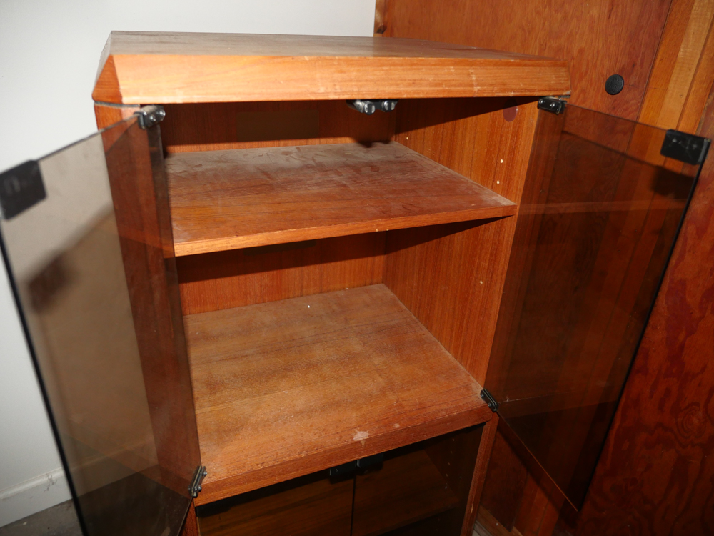 Wooden Console Cabinet with Glass Doors
