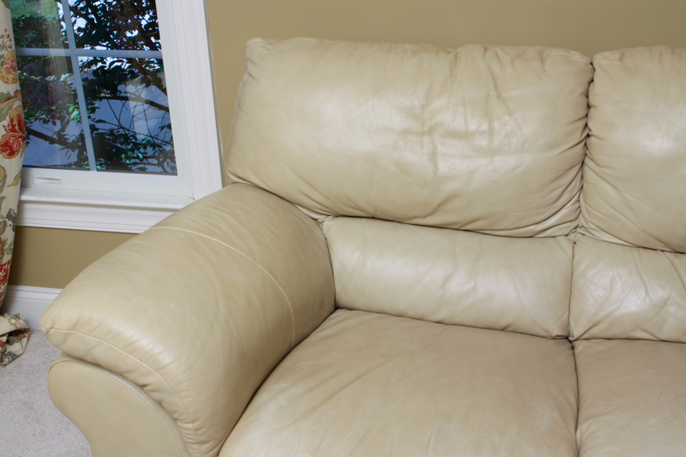Leather Couch in Almond