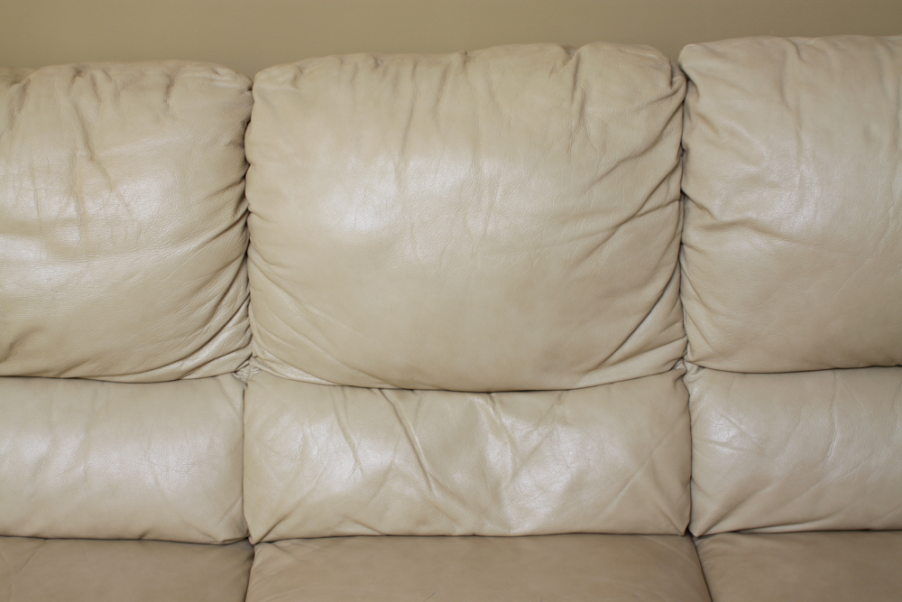 Leather Couch in Almond