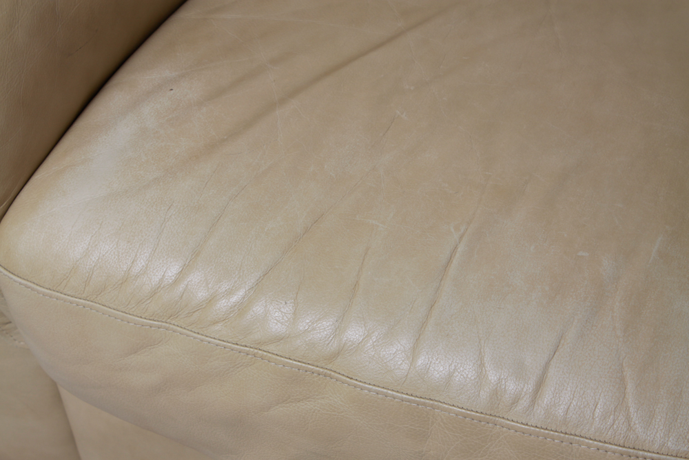Leather Couch in Almond
