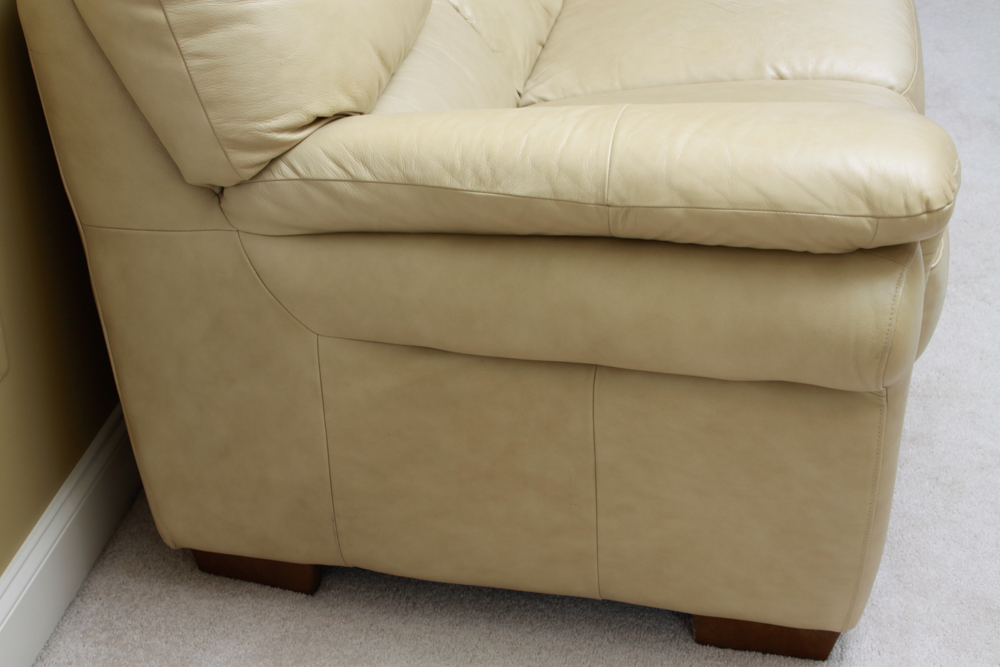 Leather Couch in Almond