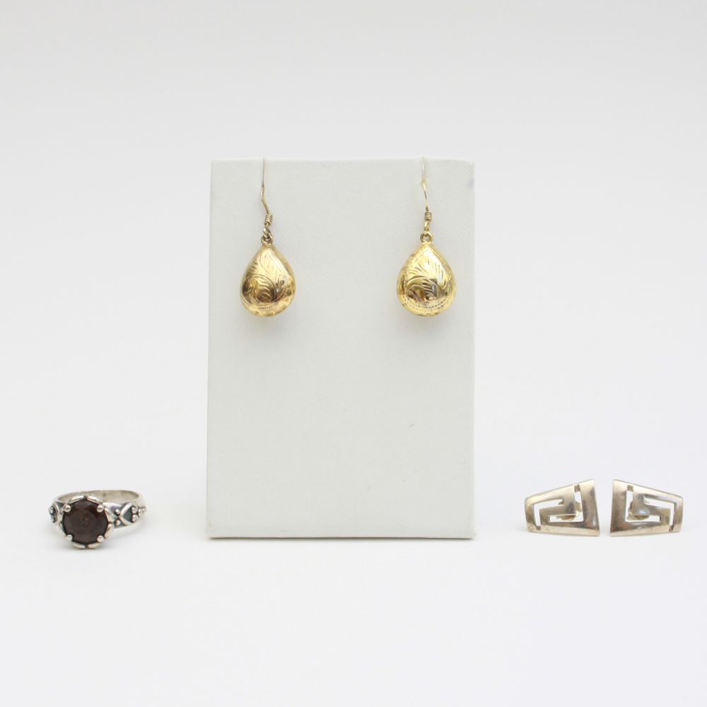 Sterling Silver Earrings and Smoky Quartz Ring