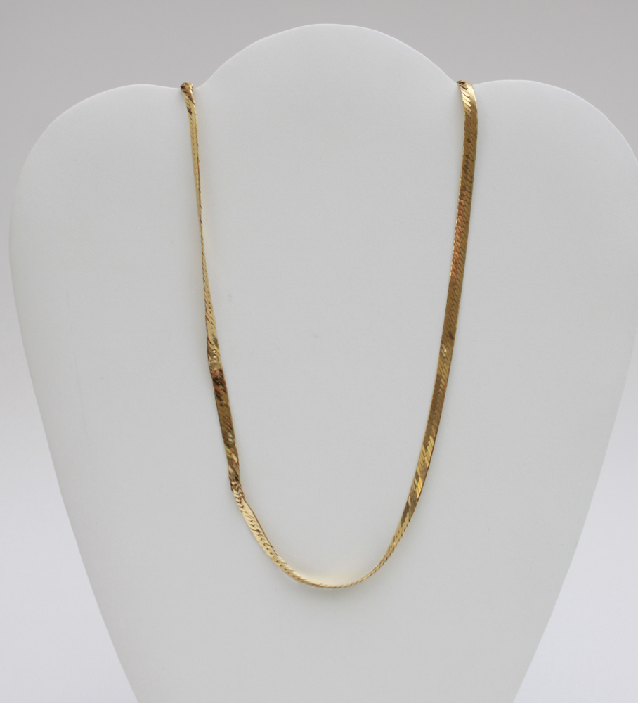 Pair of 14K Gold Herringbone Necklaces