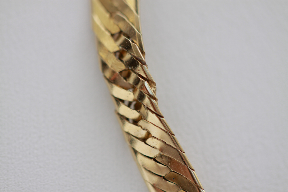 Pair of 14K Gold Herringbone Necklaces