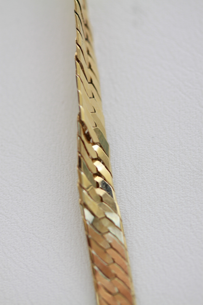 Pair of 14K Gold Herringbone Necklaces
