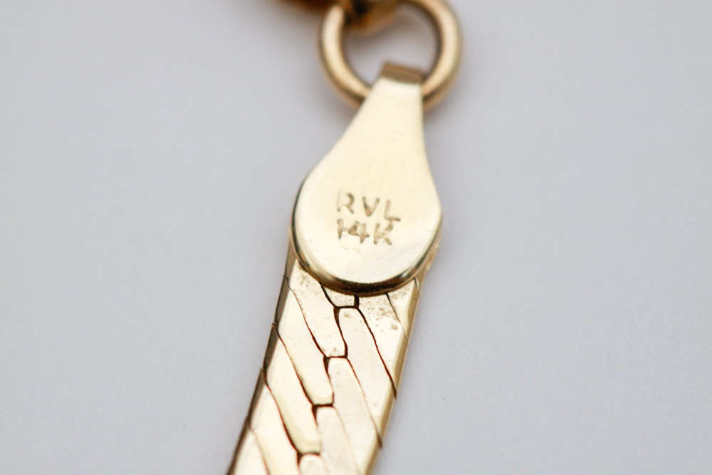 Pair of 14K Gold Herringbone Necklaces