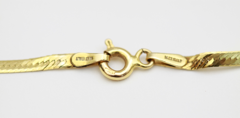 Pair of 14K Gold Herringbone Necklaces