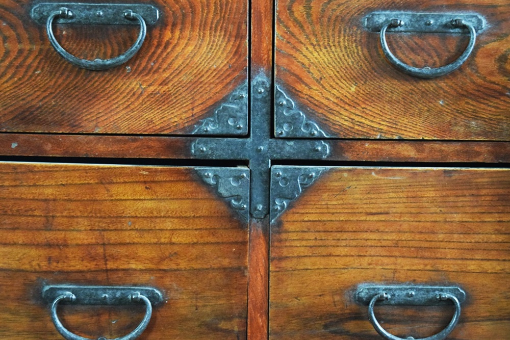 Circa 1850 Japanese Funa-Dansu Tansu (Sea Merchants Chest) in Keyaki Wood