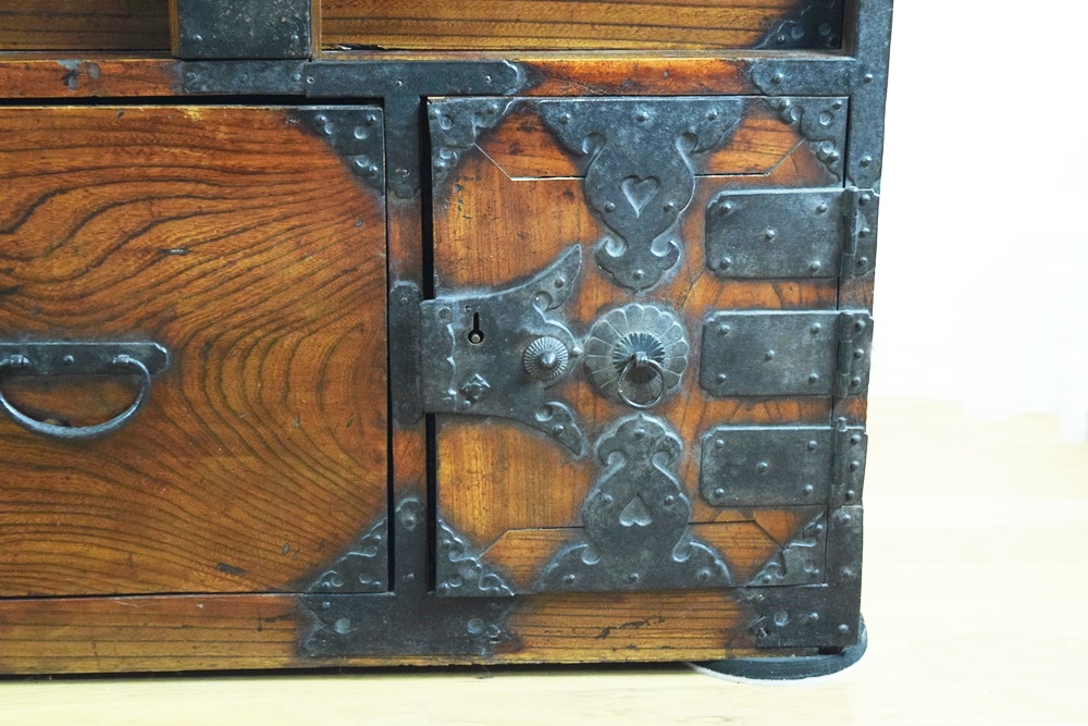 Circa 1850 Japanese Funa-Dansu Tansu (Sea Merchants Chest) in Keyaki Wood