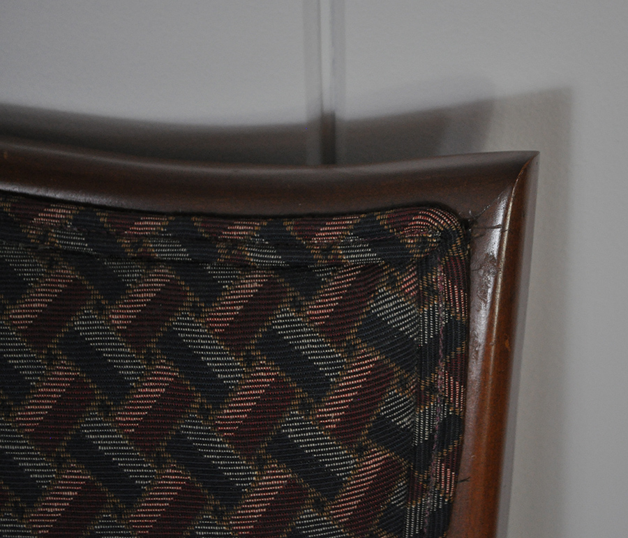 Red and Blue Upholstered Accent Chair