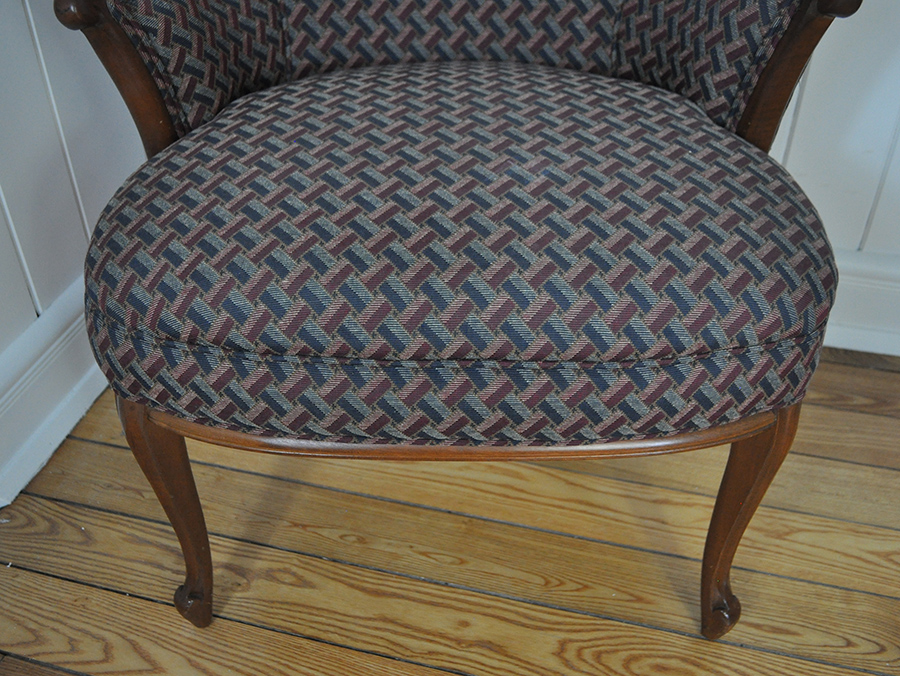 Red and Blue Upholstered Accent Chair