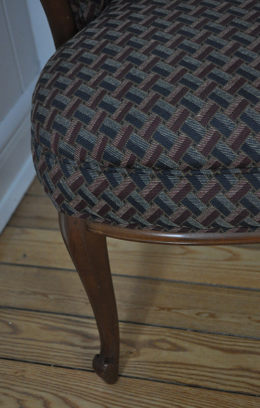 Red and Blue Upholstered Accent Chair