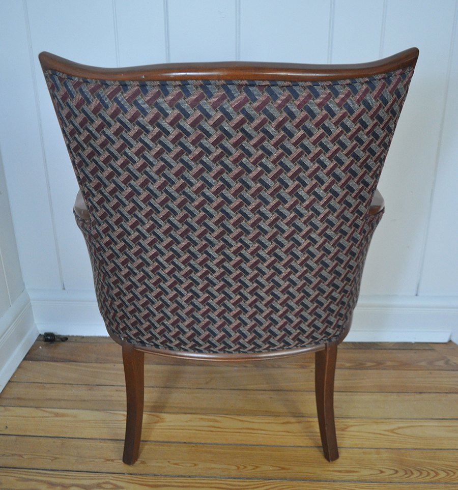 Red and Blue Upholstered Accent Chair